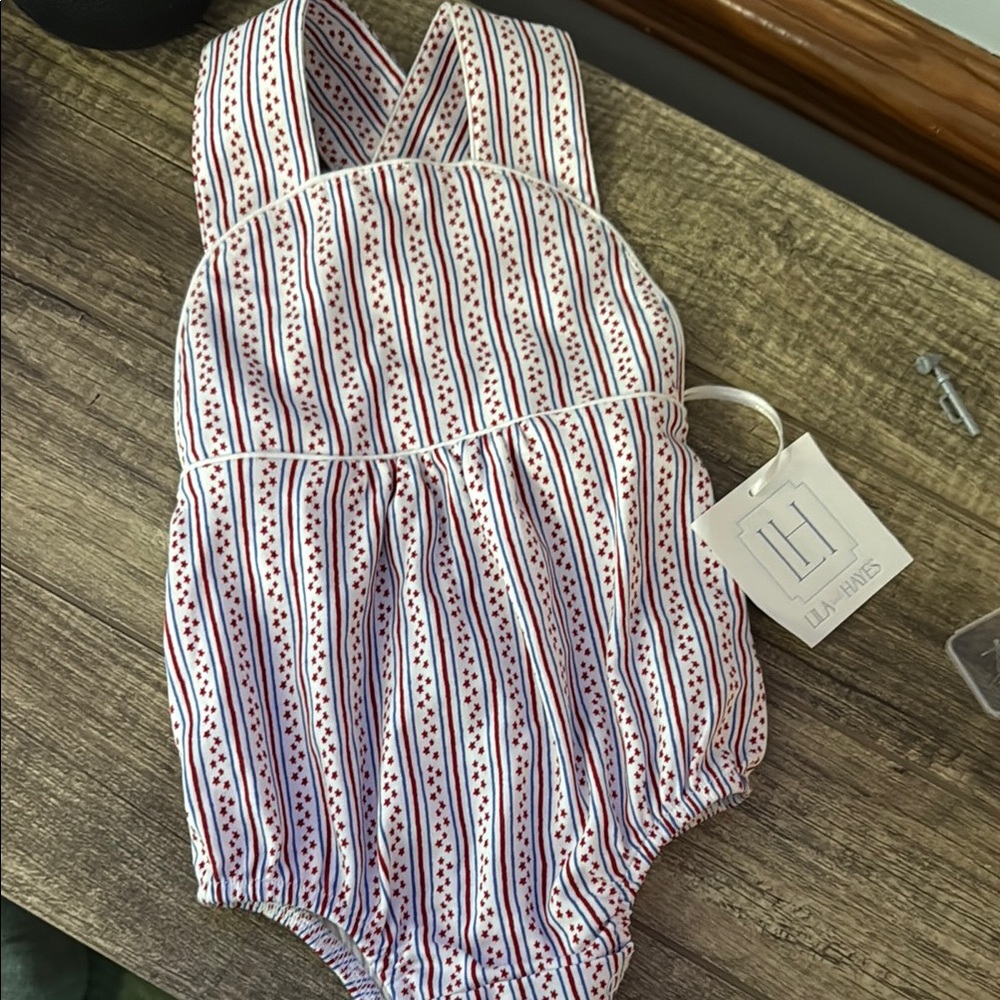 Red and Blue Striped Bodysuit